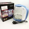 Электрический чайник стеклянный Crownberg CB-9410B, тихий электрический чайник. Цвет: голубой