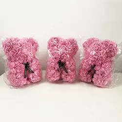 Лучший подарок: мишка из искусственных 3D роз 25 см. Цвет: розовый