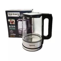 Дисковый электрический чайник Rainberg RB-709 стеклянный с подсветкой, бесшумный чайник. Цвет: черный