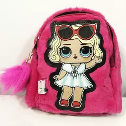 Рюкзак детский меховой с мерцающими лампочками. Цвет: розовый
