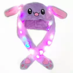 Карнавальная шапка с подсветкой: фиолетовый зайчик с поднимающимися ушами