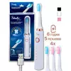 Электрическая зубная щетка Shuke SK-601 аккумуляторная. Ультразвуковая щетка для зубов + 3 насадки. Цвет: белый
