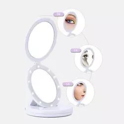 Зеркало для макияжа Large Mirror с LED-подсветкой, светящееся зеркало для макияжа. Цвет: белый